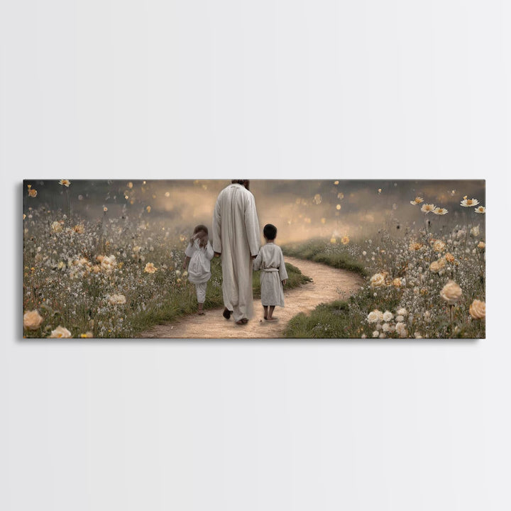 Gentle Path Blessing | Framed Canvas Print | Panoramic Painting | Christian Wall Art | Jesus Art Print | Christian Art Canvas