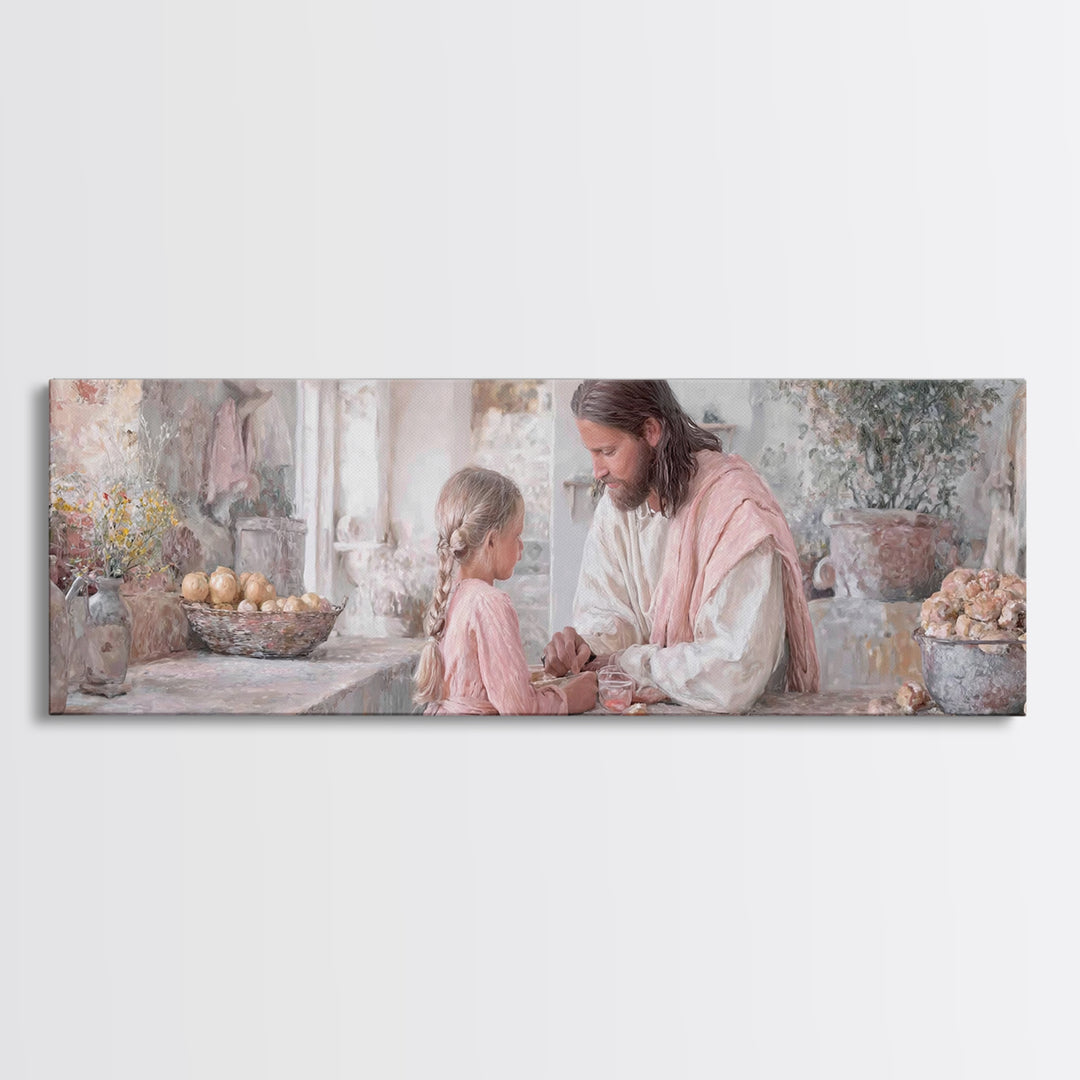 Bread Of Hope | Framed Canvas Print | Christian Art Canvas | Panoramic Wall Art | Christian Wall Art | Jesus Painting | Christian Decor | C