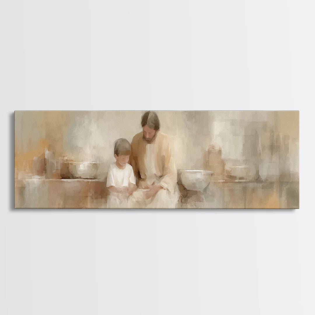 Guiding Lantern Path – Framed Canvas Print – Christian Wall Art – Panoramic Print – Christian Art Canvas – Christian Decor – Christmas Art