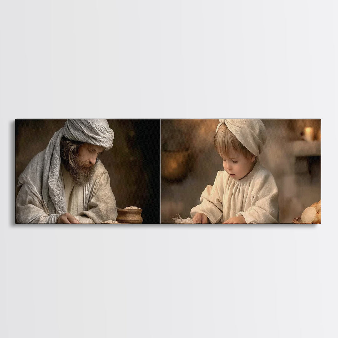 The Shining Gift, Framed Canvas Print, Panoramic Art, Christian Art Canvas, Christian Wall Art, Christian Decor, Jesus Painting, Christmas