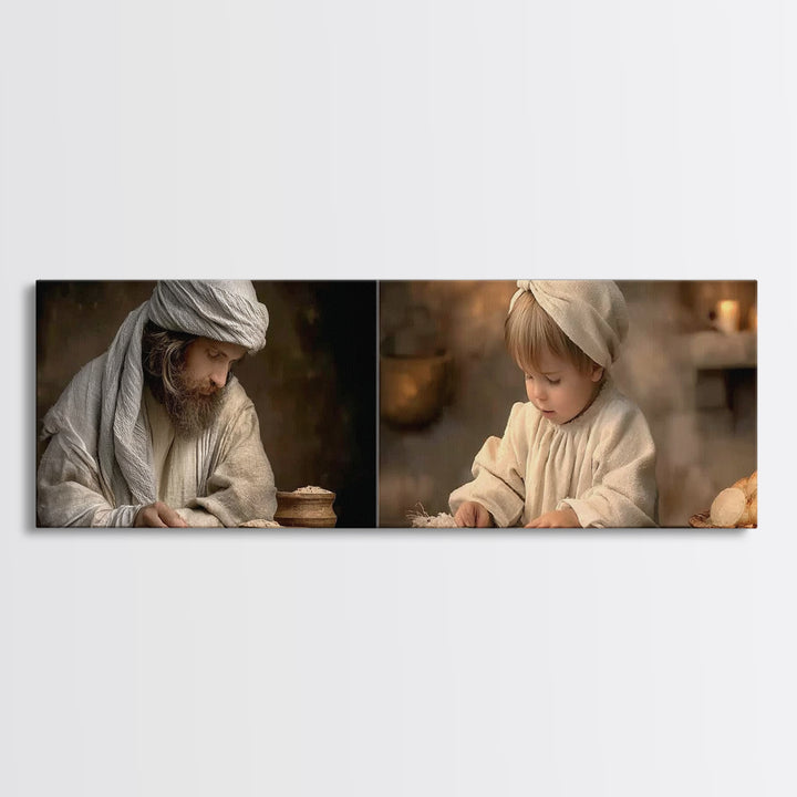 The Shining Gift, Framed Canvas Print, Panoramic Art, Christian Art Canvas, Christian Wall Art, Christian Decor, Jesus Painting, Christmas