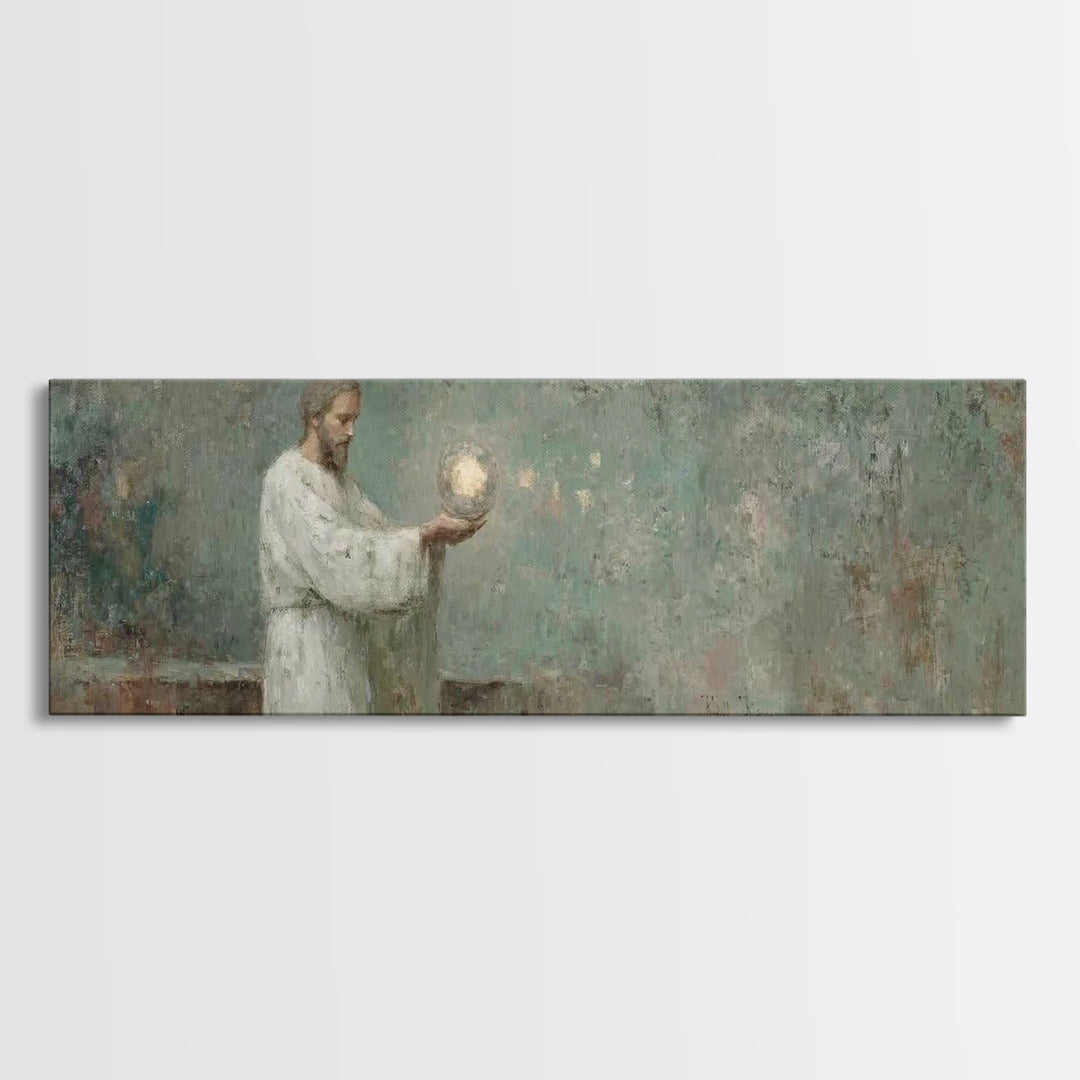 Lantern Of Grace | Framed Canvas Print | Christian Wall Art | Panoramic Frame | Christian Art Canvas | Christian Decor | Jesus Painting | C