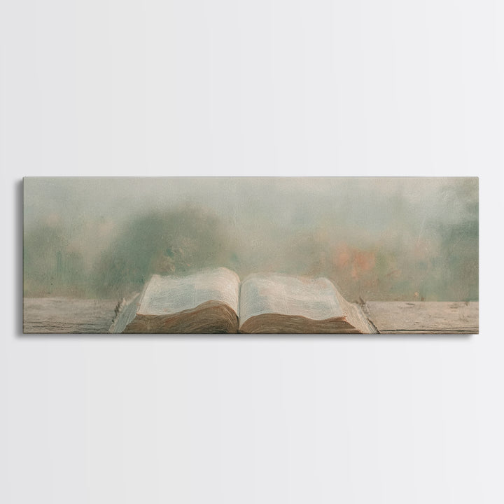 Quiet Morning Grace | Framed Canvas Print | Christian Art | Christian Wall Art | Panoramic Painting | Christian Canvas Art | Christmas Wall