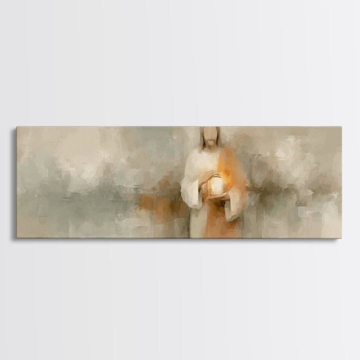 The Eternal Flame, Framed Canvas Print, Christian Art Canvas, Panoramic Art, Jesus Painting, Christian Wall Art, Christian Decor, Christmas