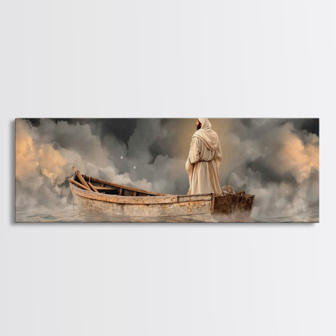 Light Of Salvation | Framed Canvas Print | Panoramic Painting | Christian Art Canvas | Christian Wall Art | Jesus Painting | Christian Chri