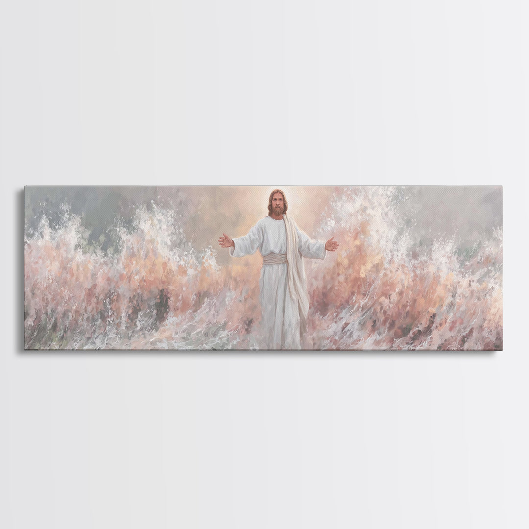 Stormborne Grace – Framed Canvas Print – Panoramic Frame – Christian Wall Art – Jesus Painting – Christian Art Canvas – Christian Decor – C