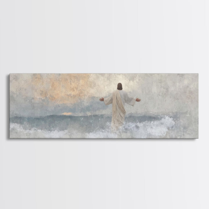 Waves Of Glory, Framed Canvas Print, Panoramic Wall Art, Christian Art Canvas, Christian Wall Art, Jesus Painting, Christian Decor, Christm
