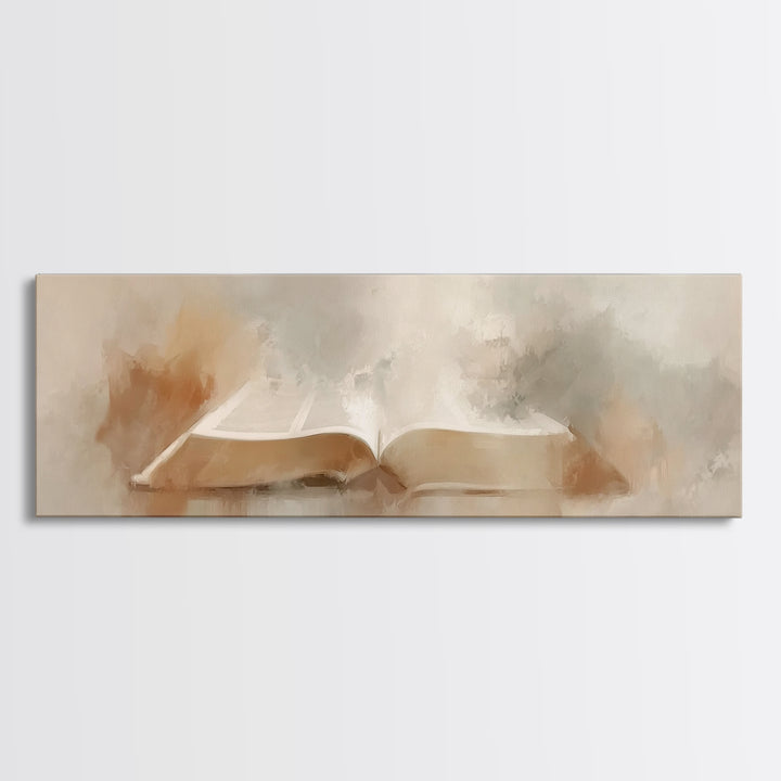 Misty Dawn Prayer, Framed Canvas Print, Christian Art Canvas, Christian Wall Art, Panoramic Print, Christian Painting, Christmas Art