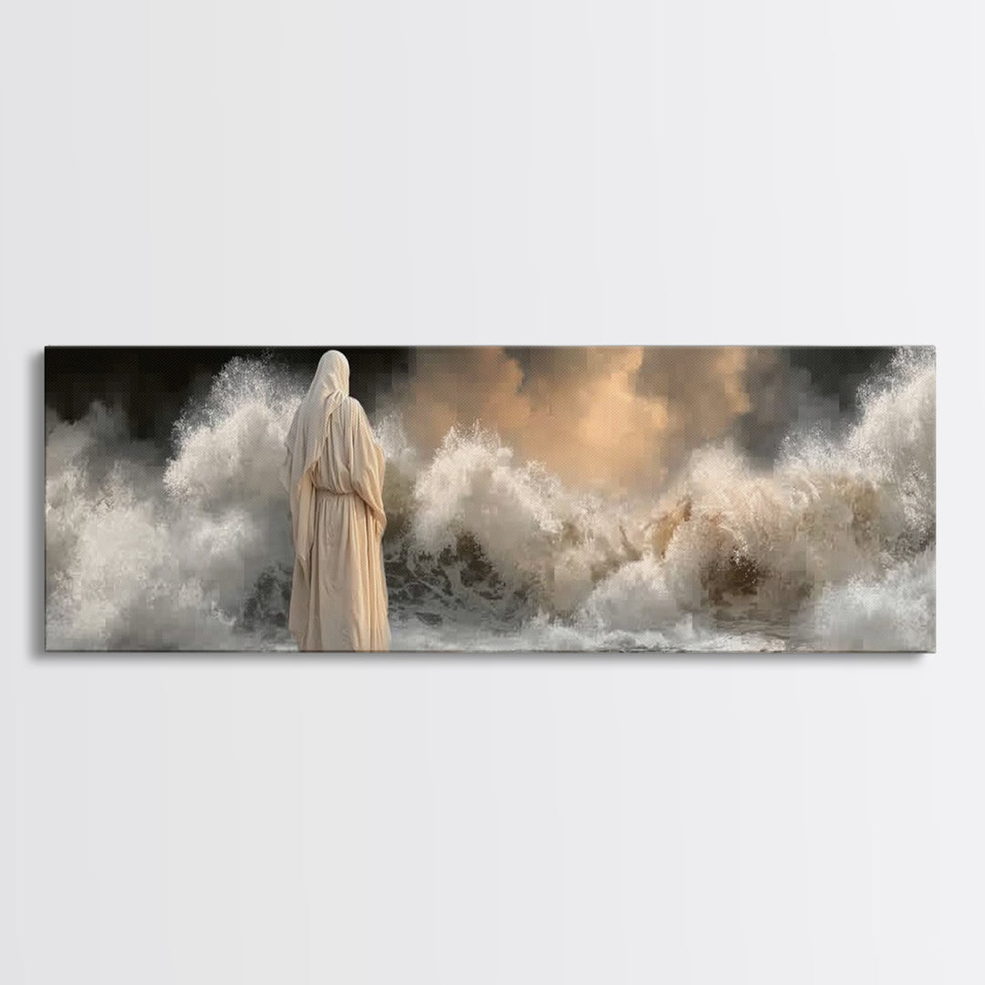 Calm Beyond Storm – Framed Canvas Print – Panoramic Painting – Christian Art – Jesus Painting – Christian Wall Art – Subtle Christian Art