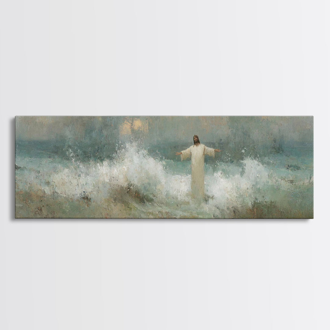 Heavenly Rising, Framed Canvas Print, Panoramic Painting, Christian Art Canvas, Jesus Painting, Christian Wall Art, Christmas Art Prints