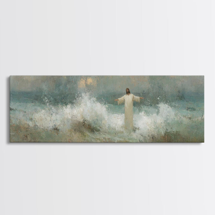 Heavenly Rising, Framed Canvas Print, Panoramic Painting, Christian Art Canvas, Jesus Painting, Christian Wall Art, Christmas Art Prints