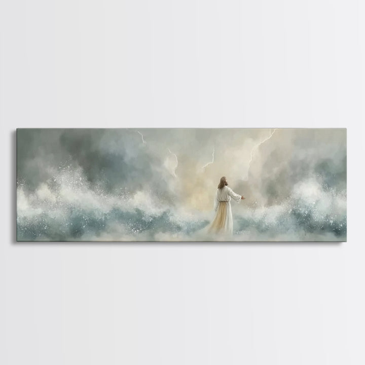 Storm Of Grace – Framed Canvas Print – Panoramic Art – Christian Wall Art – Jesus Painting – Christian Art Canvas – Christian Christmas Art
