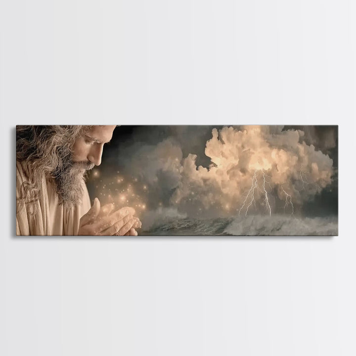 Sacred Dawn | Framed Canvas Print | Panoramic Wall Art | Christian Art | Jesus Painting | Christian Art Canvas | Christian Decor