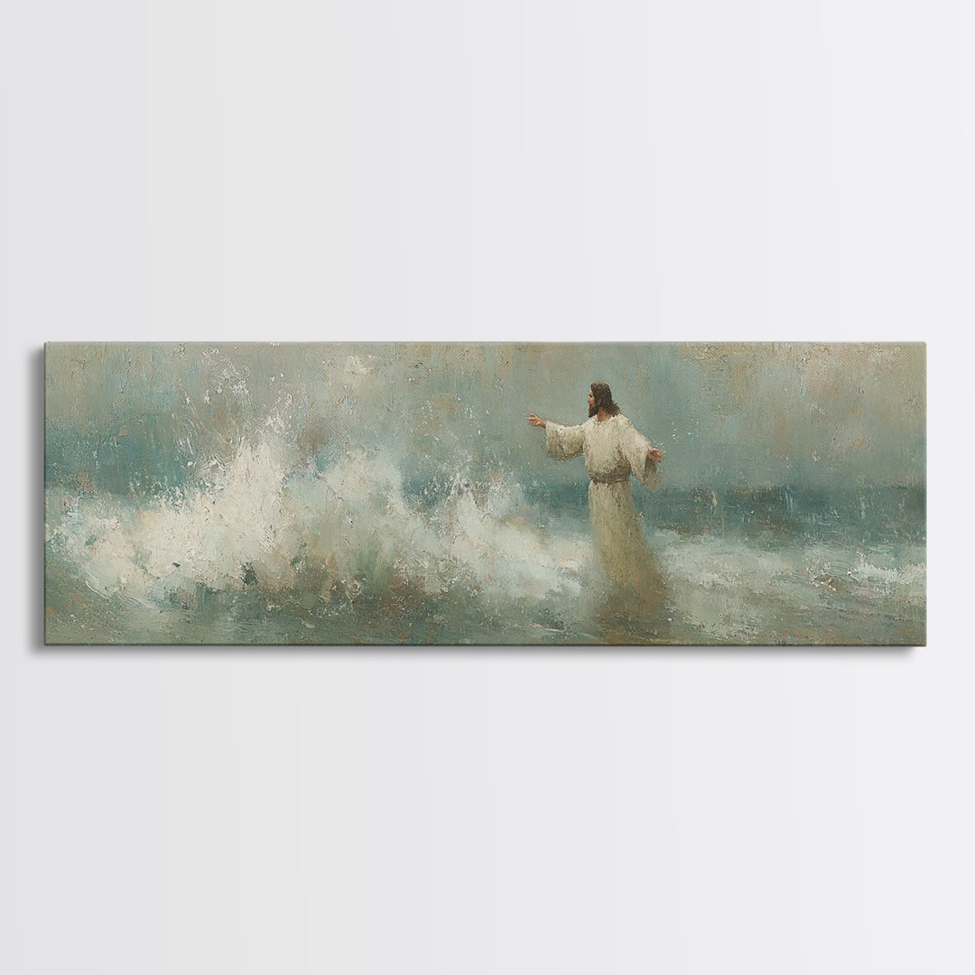Holy Wonder, Framed Canvas Print, Panoramic Frame, Christian Wall Art, Jesus Painting, Christian Art Print, Christian Christmas Art