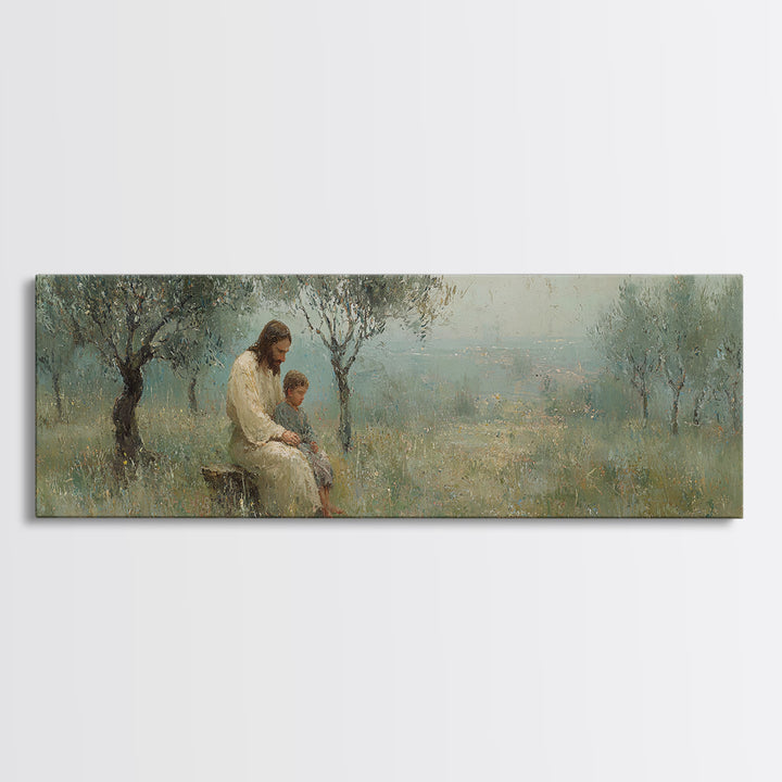 Quiet Steps Home – Framed Canvas Print – Christian Art Canvas – Jesus Painting – Panoramic Frame – Christian Wall Art – Christian Gift