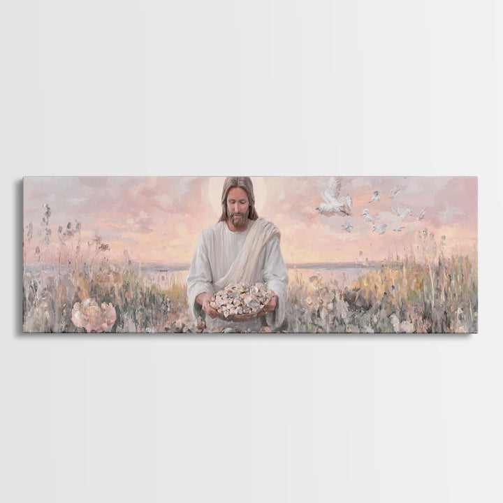 Morning Of Mercy, Framed Canvas Print, Christian Art, Jesus Painting, Panoramic Print, Christian Wall Art, Christian Art Canvas