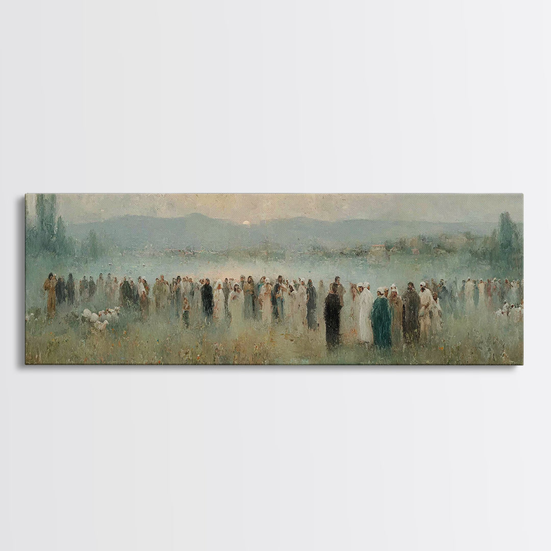 Crowd Of Hope – Framed Canvas Print – Christian Wall Art – Panoramic Painting – Christian Art Canvas – Christian Art – Jesus Painting