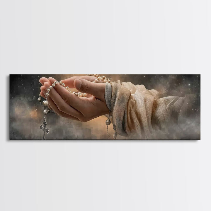 Graceful Prayer Bloom – Framed Canvas Print – Christian Art – Christian Wall Art – Panoramic Print – Christian Painting – Christmas Wall Ar
