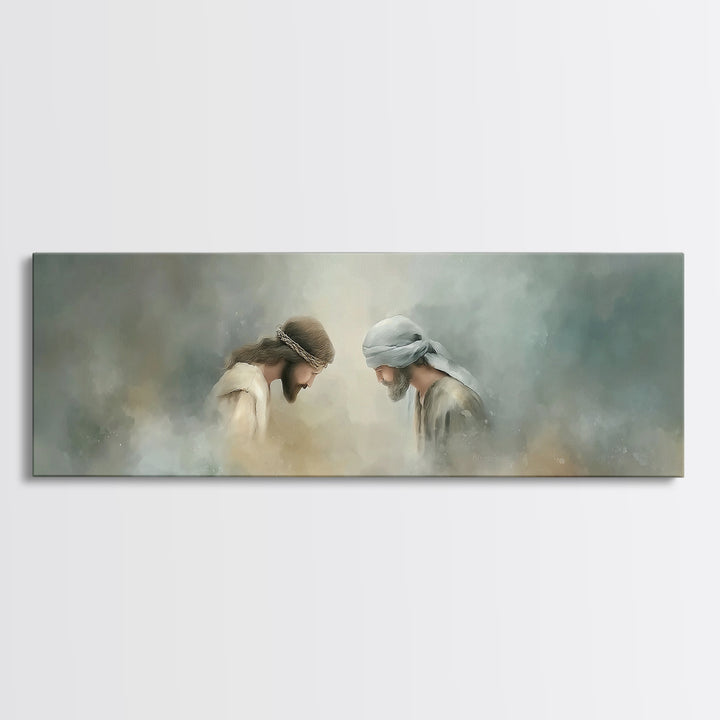 Humble Devotion – Framed Canvas Print – Panoramic Art – Christian Wall Art – Jesus Painting – Christian Art Canvas – Christian Gift