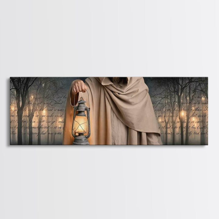 Radiant Shepherd | Framed Canvas Print | Jesus Canvas Art | Panoramic Art | Christian Wall Art | Christian Art Painting | Christian Decor