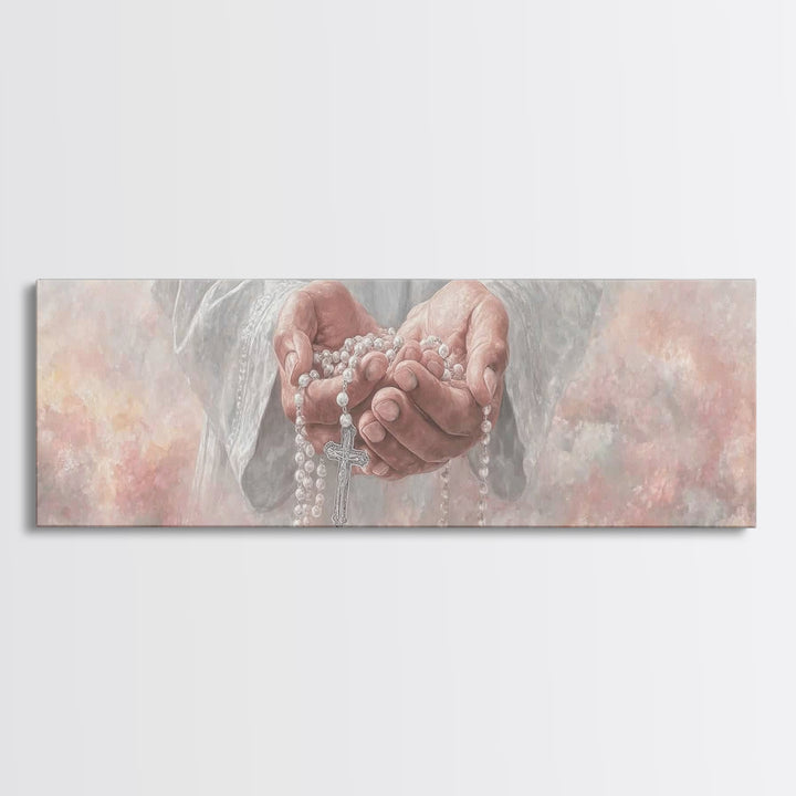 Mercy In Offering | Framed Canvas Print | Christian Wall Art | Christian Art Canvas | Panoramic Wall Art | Jesus Painting | Christmas Art