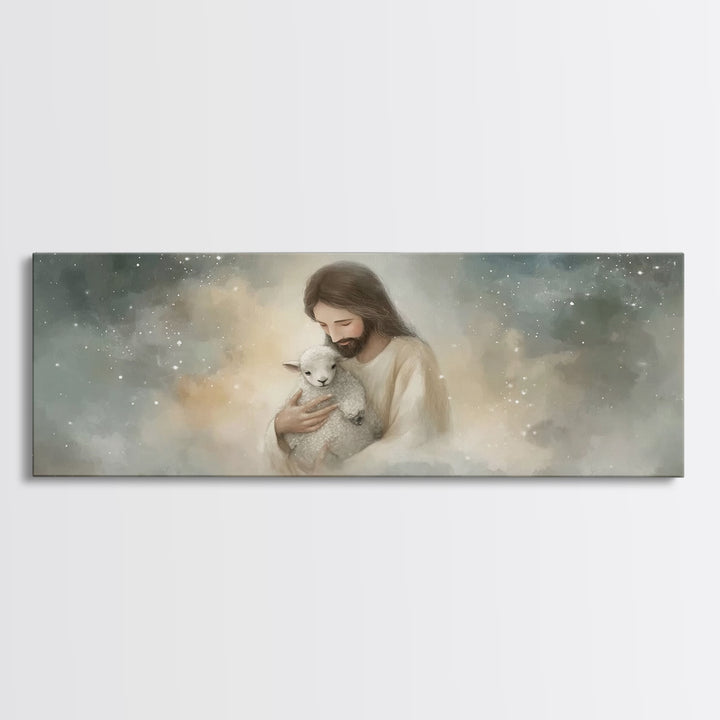 Stars Of His Mercy – Framed Canvas Print – Panoramic Wall Art – Jesus Canvas Art – Christian Art Painting – Christian Gift Ideas – Modern C