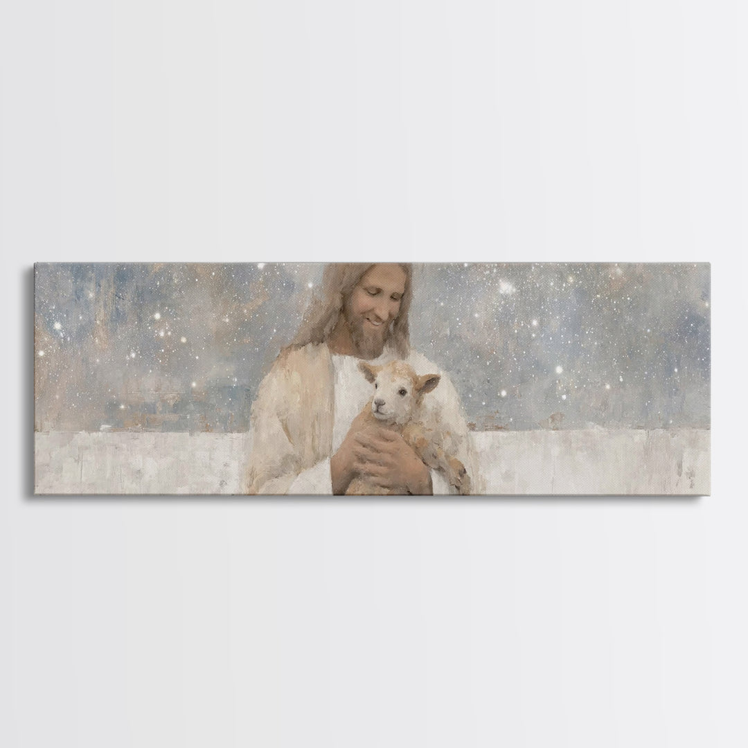 Cosmic Shepherd Light – Framed Canvas Print – Panoramic Art – Christian Art Canvas – Jesus Painting – Christian Wall Art – Subtle Christian