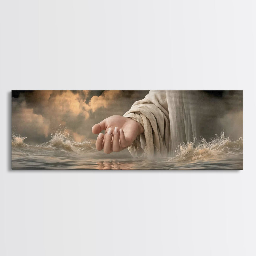 Tender Star Embrace, Framed Canvas Print, Panoramic Wall Art, Jesus Painting, Christian Art Canvas, Modern Christian Art, Christian Gift Id