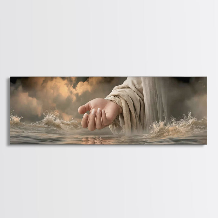 Tender Star Embrace, Framed Canvas Print, Panoramic Wall Art, Jesus Painting, Christian Art Canvas, Modern Christian Art, Christian Gift Id