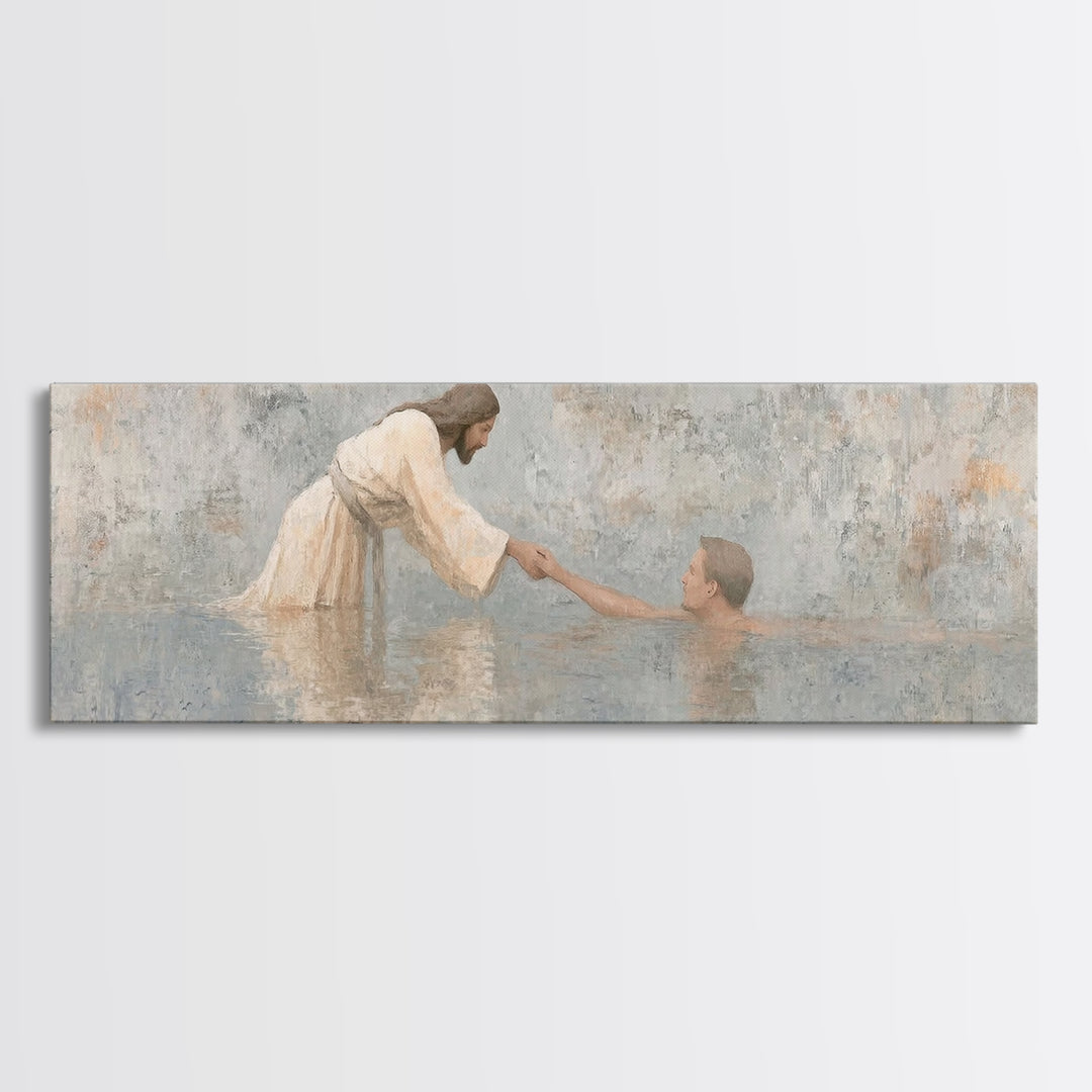 Guiding Hand – Framed Canvas Print – Jesus Painting – Christian Wall Art – Panoramic Painting – Christian Art Canvas – Christian Gift