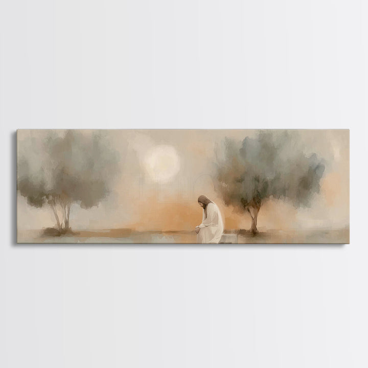 Garden of Mercy – Framed Canvas Print – Panoramic Wall Art – Christian Art Canvas – Jesus Painting – Christian Wall Art – Christian Decor