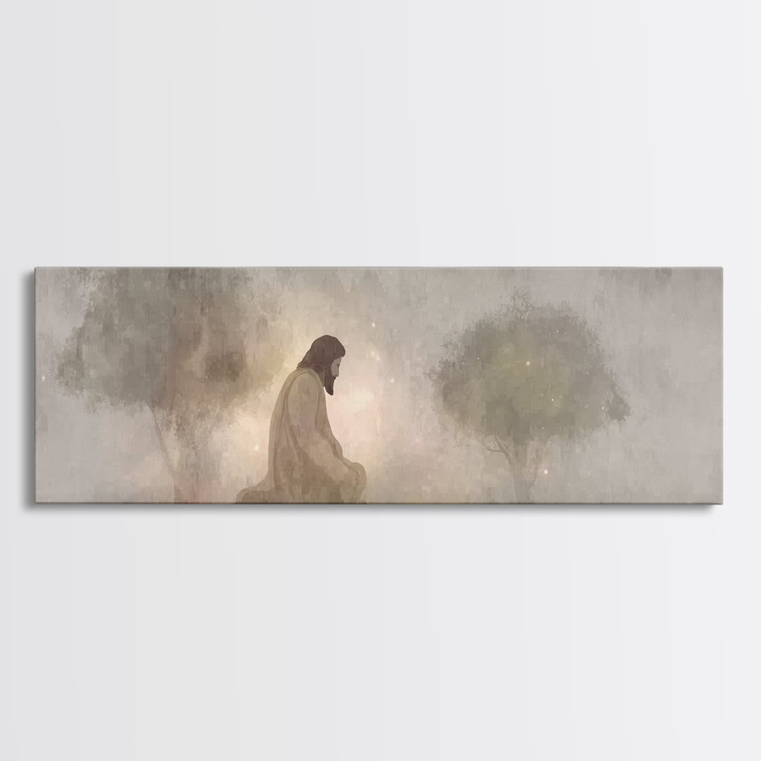 Sacred Vigil | Framed Canvas Print | Christian Art Canvas | Panoramic Art | Christian Wall Art | Jesus Painting | Christian Gift Ideas
