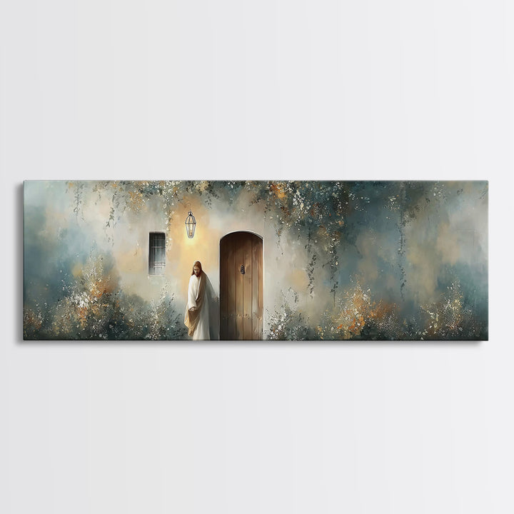 Lamp Of Hope, Framed Canvas Print, Christian Art, Jesus Painting, Panoramic Art, Christian Decor, Christian Gift, Large Christian Art, Jesu