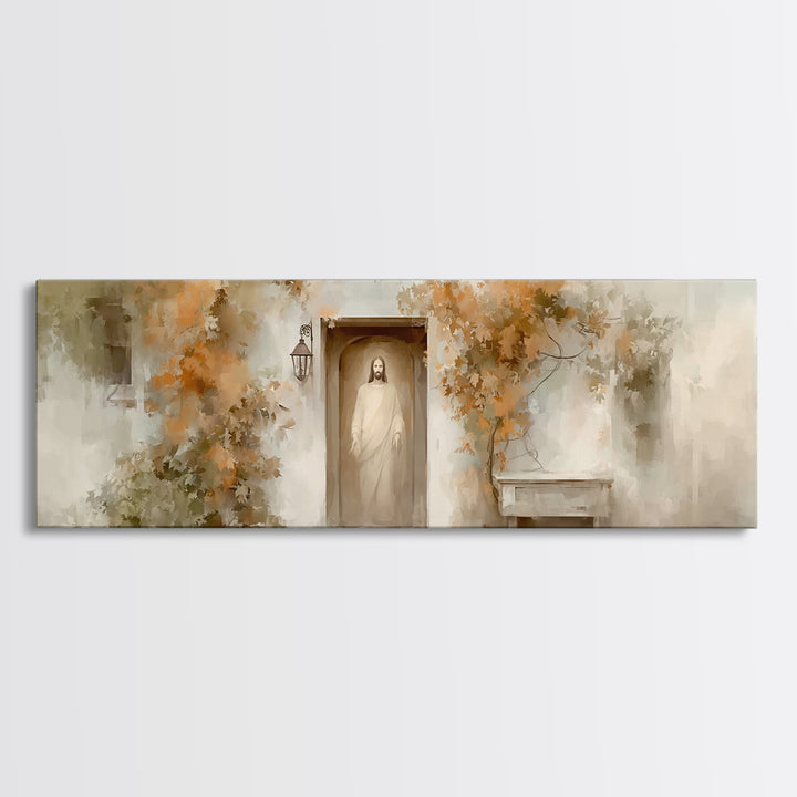 Quiet Shepherd Path, Framed Canvas Print, Christian Art, Jesus Painting, Panoramic Art, Christian Decor, Christian Gift, Large Christian Ar