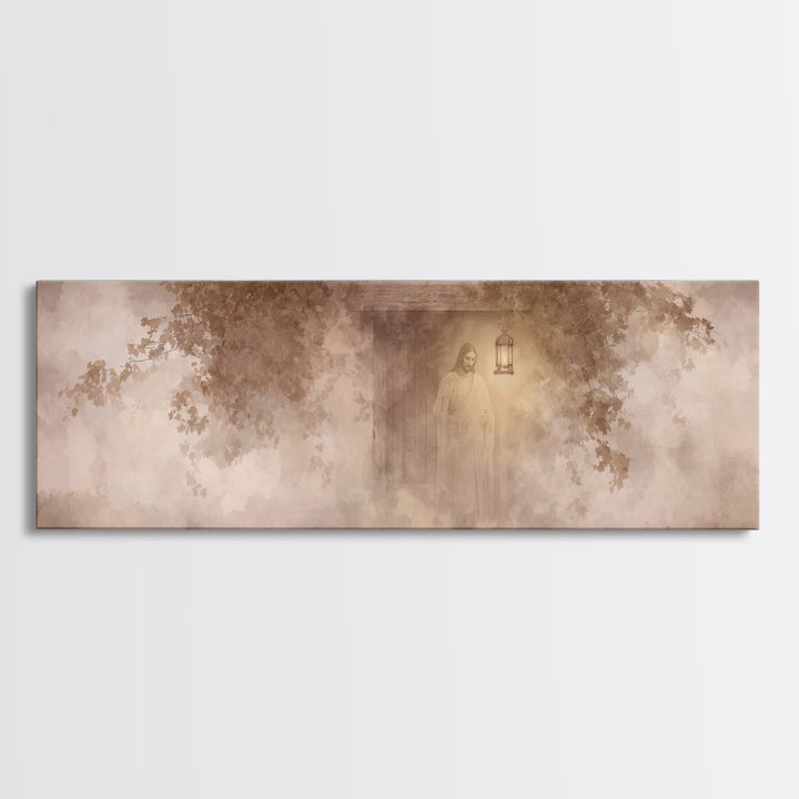 Autumn At The Door – Framed Canvas Print – Christian Art – Jesus Painting – Panoramic Art – Christian Decor – Christian Gift – Large Christ
