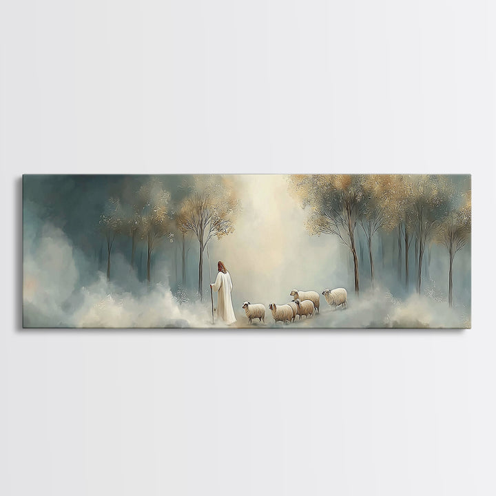 Light Of Mercy | Framed Canvas Print | Panoramic Wall Art | Christian Art Print | Jesus Painting | Christian Christmas Art | Modern Christi