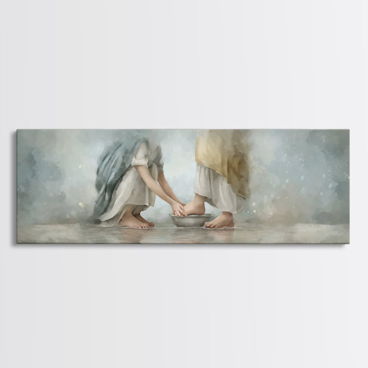 Humble Offering Light, Framed Canvas Print, Christian Wall Art, Christian Art Canvas, Panoramic Print, Jesus Painting, Christian Painting