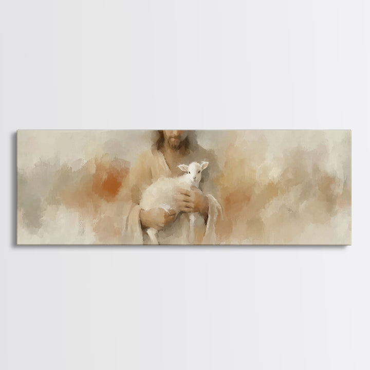 Gentle Arms Of Peace – Framed Canvas Print – Panoramic Art – Christian Wall Art – Jesus Painting – Christian Art Canvas – Christmas Art