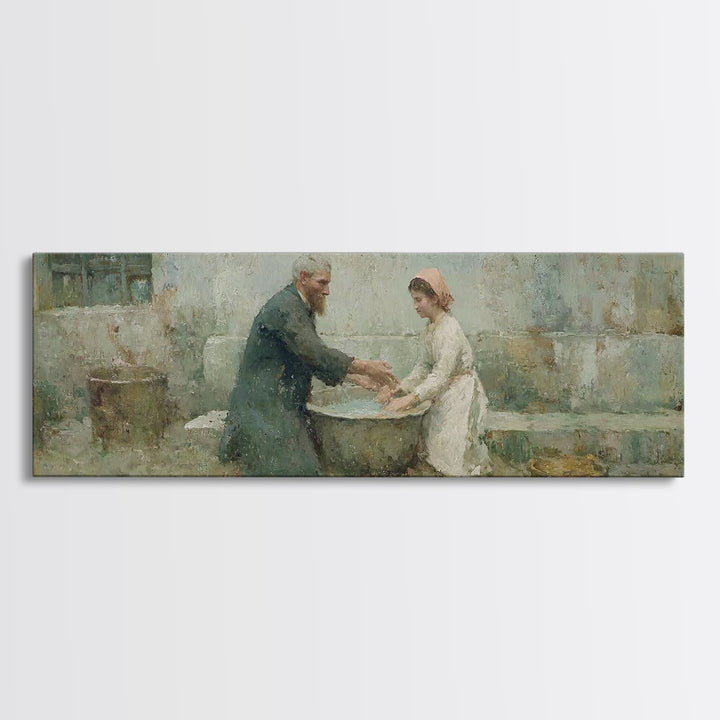 Quiet Acts Of Mercy – Framed Canvas Print – Christian Art – Christian Wall Art – Panoramic Frame – Christian Painting – Jesus Art Print