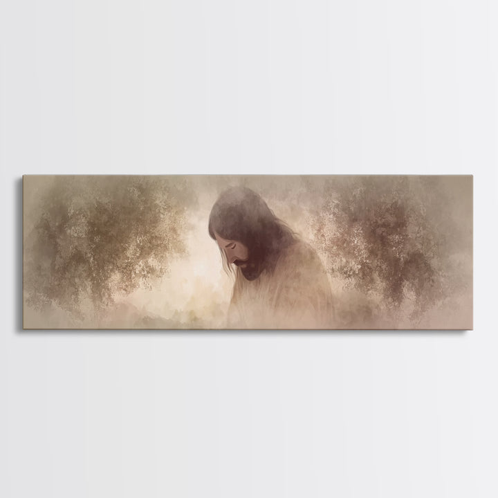 Garden Of Mercy – Framed Canvas Print – Panoramic Art – Christian Wall Art – Jesus Painting – Christian Art Canvas – Christmas Art