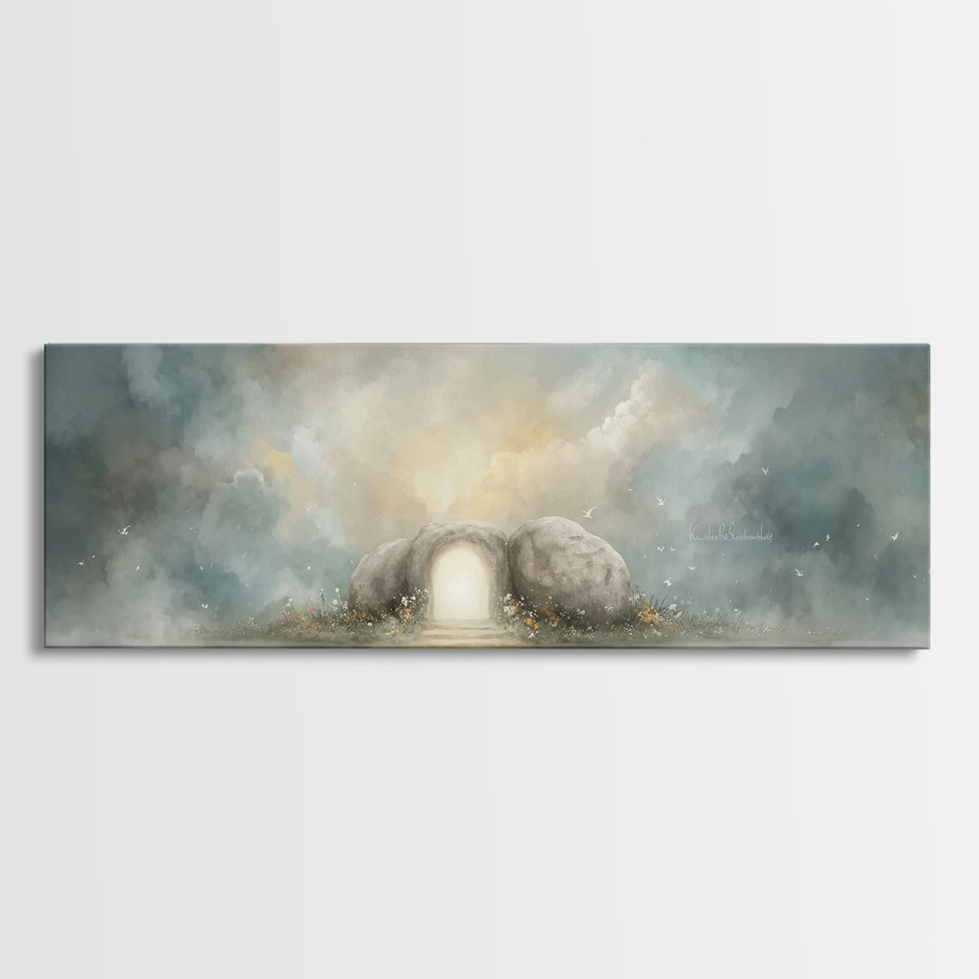Dawn Of Hope – Framed Canvas Print – Extra Wide Art – Christian Art Canvas – Christian Painting – Christmas Art – Jesus Painting