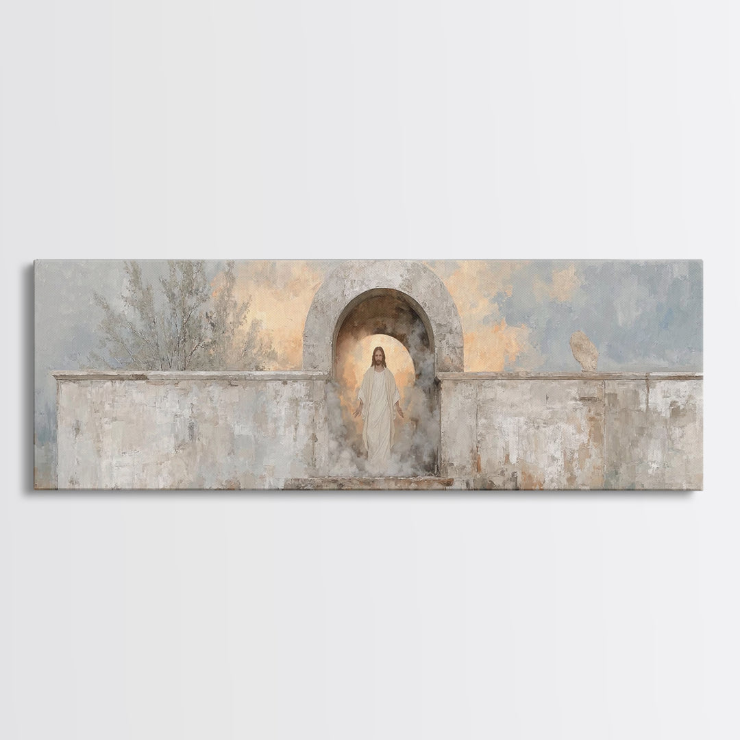 Radiant Salvation, Framed Canvas Print, Panoramic Painting, Christian Art Canvas, Jesus Wall Art, Christian Christmas Art, Christian Decor