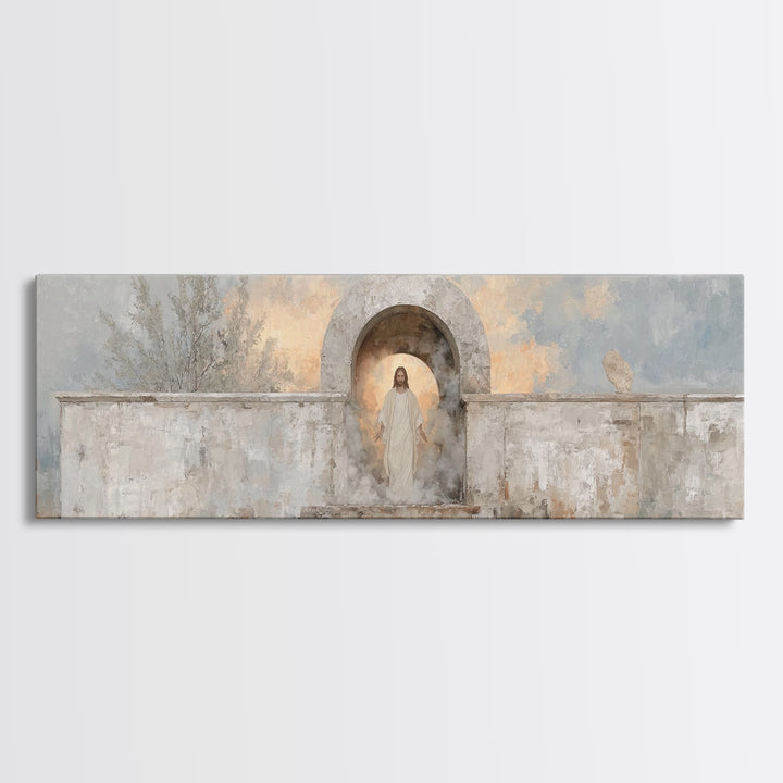 Radiant Salvation, Framed Canvas Print, Panoramic Painting, Christian Art Canvas, Jesus Wall Art, Christian Christmas Art, Christian Decor