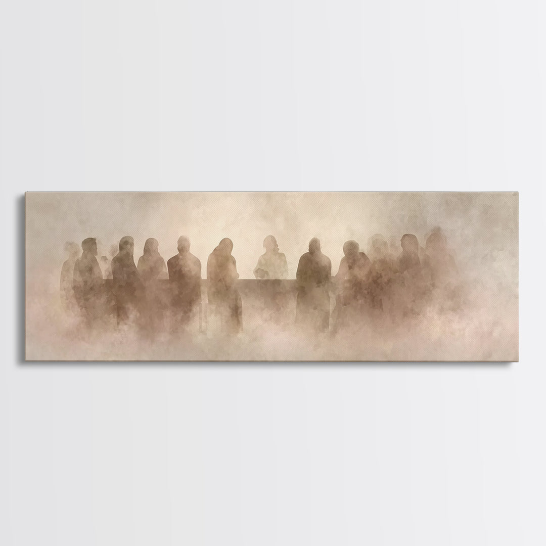 Last Supper Shadows – Framed Canvas Print – Panoramic Painting – Christian Art Canvas – Christian Wall Art – Christian Decor – Christmas Ar