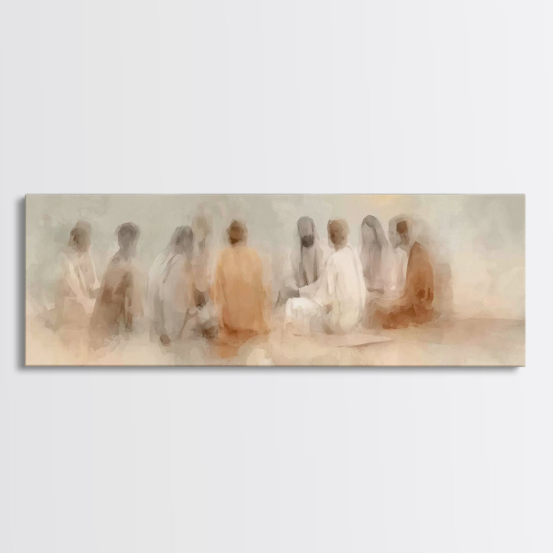 Gathered In Light – Framed Canvas Print – Panoramic Painting – Christian Art Canvas – Jesus Art Print – Christian Wall Art – Christian Deco