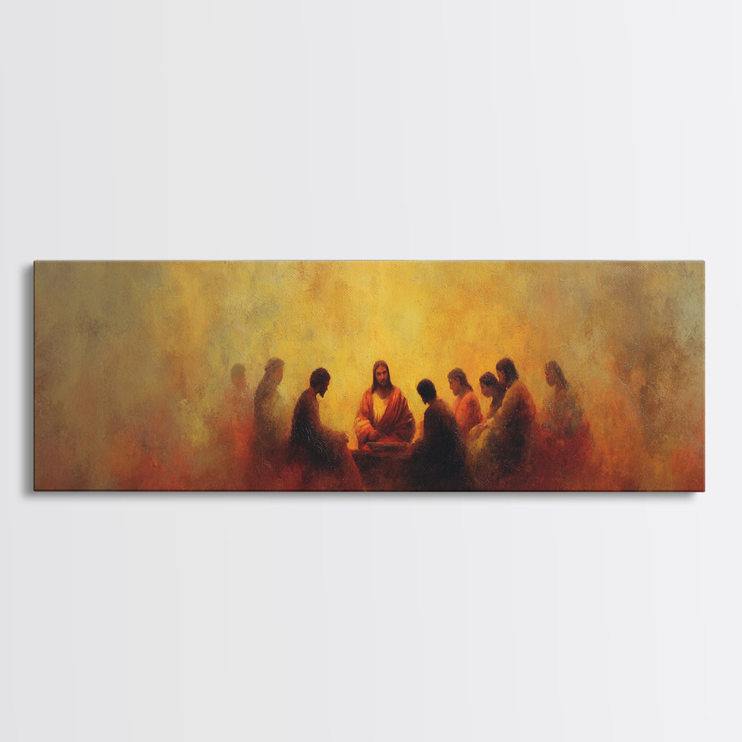 Supper Of Hope – Framed Canvas Print – Panoramic Art – Christian Painting – Christian Art Canvas – Jesus Wall Art – Christian Christmas Art