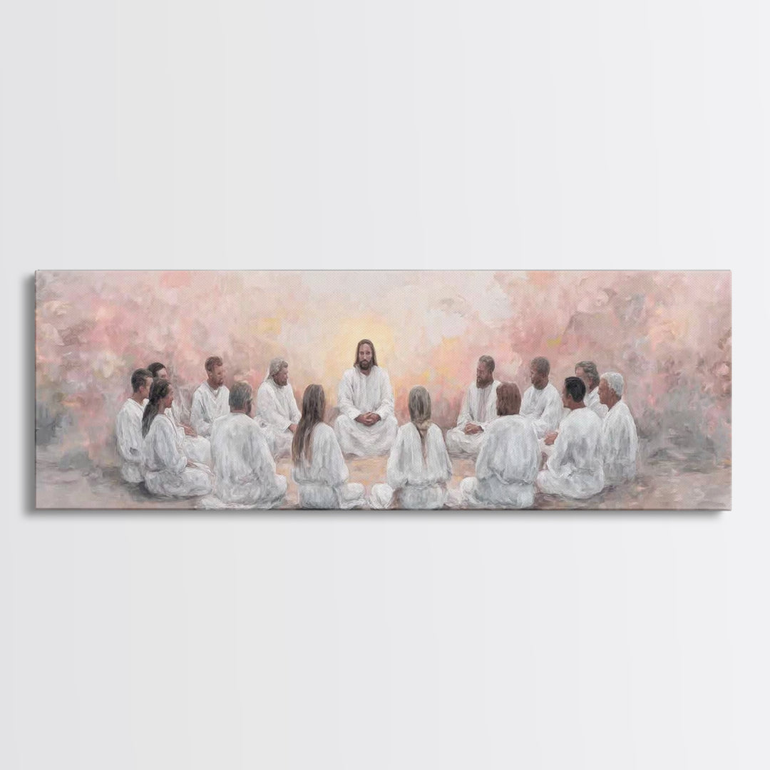Circle Of Peace | Framed Canvas Print | Extra Wide Art | Christian Wall Art | Christian Art Canvas | Christian Painting | Jesus Art Print