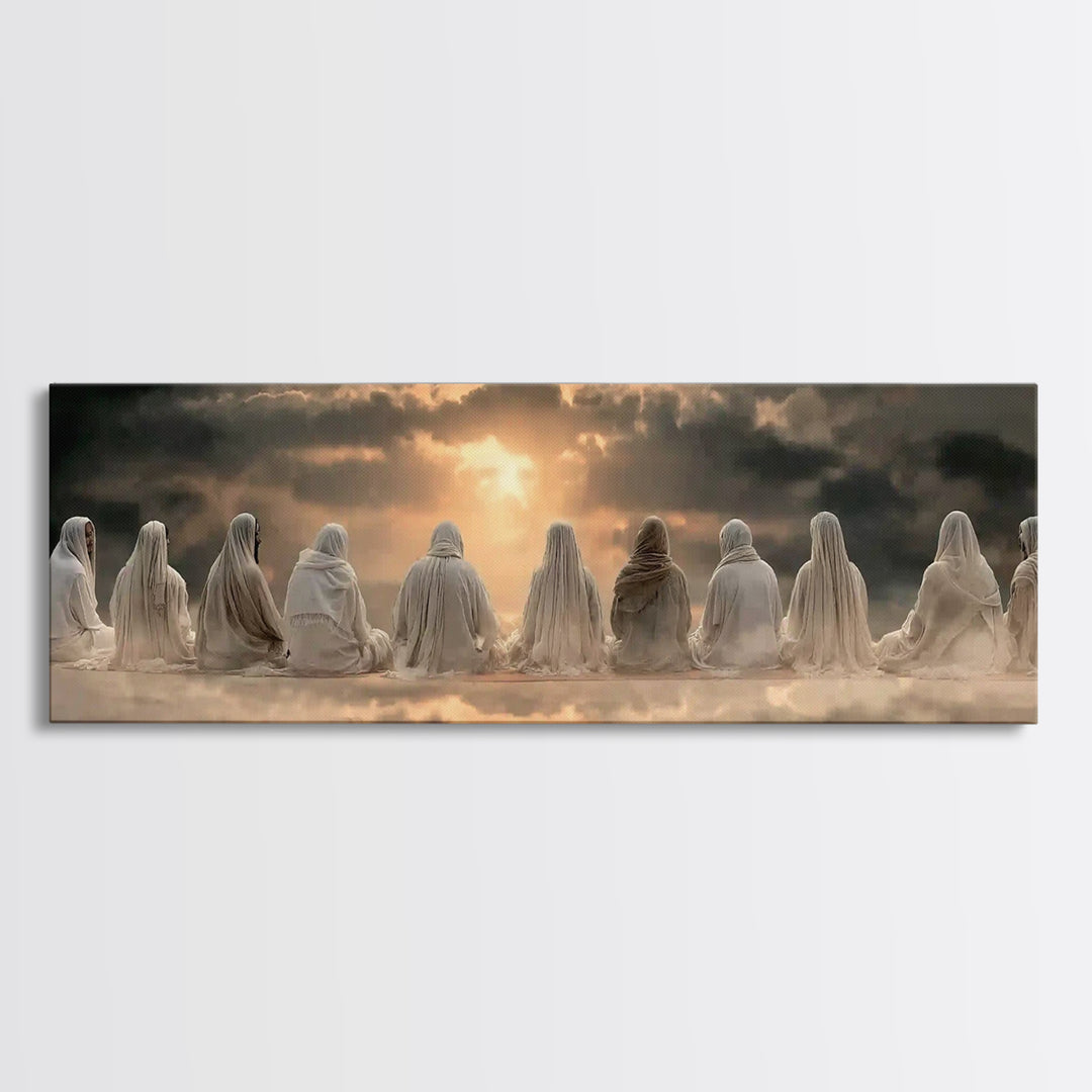 Sacred Dawn, Framed Canvas Print, Panoramic Art, Christian Christmas Art, Christian Art Canvas, Jesus Painting, Christian Wall Art