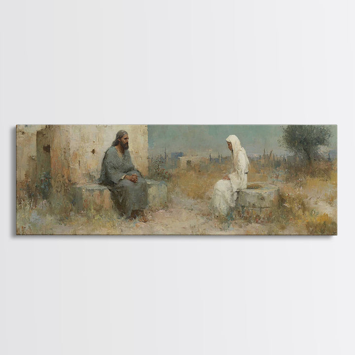Desert Well Grace - Framed Canvas Print - Christian Wall Art - Jesus Painting - Panoramic Art - Christian Decor - Christian Art Canvas