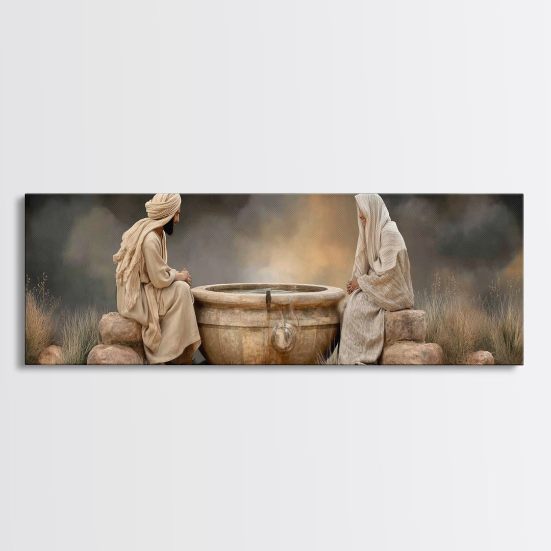 Risen Morning Peace | Framed Canvas Print | Christian Wall Art | Panoramic Wall Art | Christian Art Canvas | Jesus Painting | Christian Dec